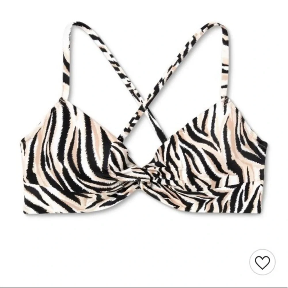 New Women’s Shade & Shore Zebra Print 34 C Bikini Top NWT